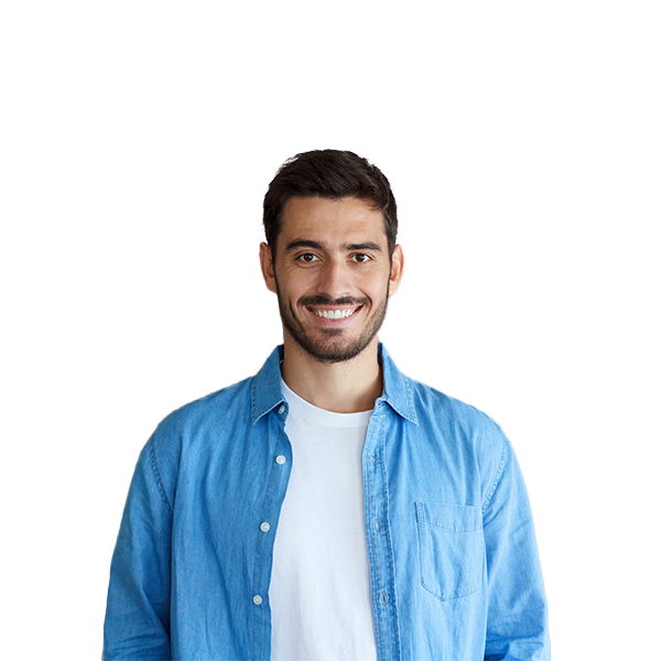 a man smiling in front of the camera