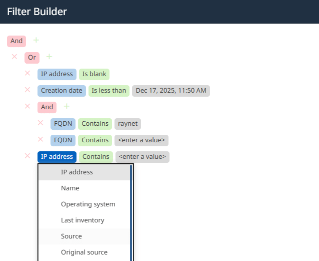 screenshot of new filtering on Raynet One