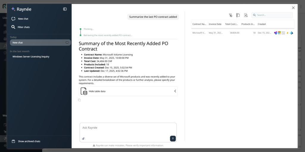 Screenshot of Raynee Chat on Raynet One